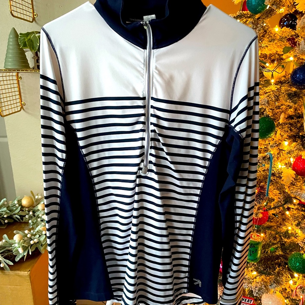 J Crew x New Balance striped 1/4 zip
